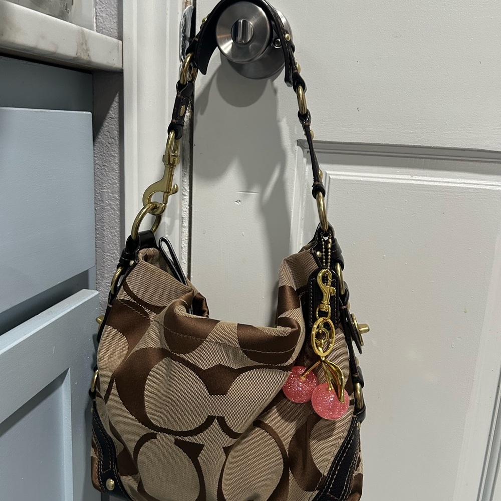 Brown and Tan Designer Shoulder Bag